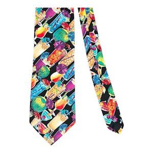 Dem Crazy 100% Cotton Tie Cocktails and Drinks Pattern